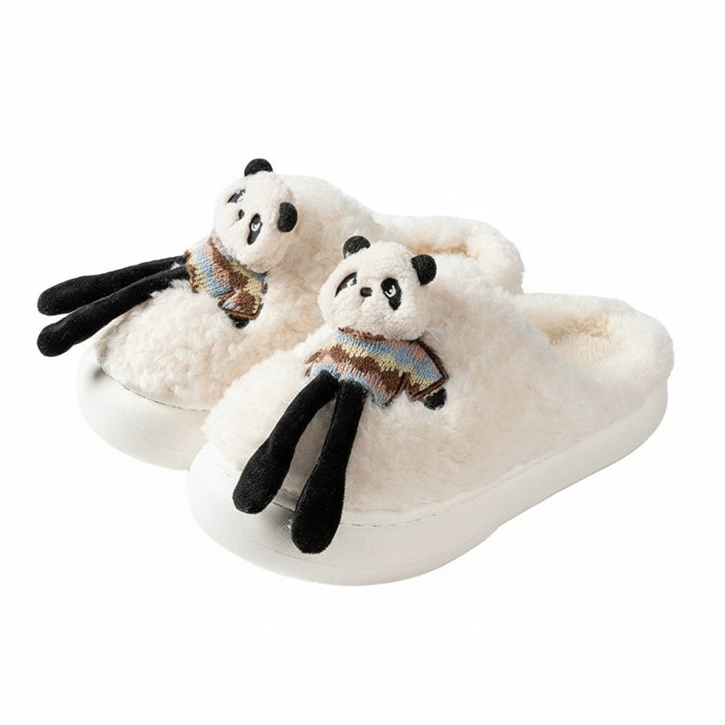 3D Panda Doll Plush Slippers