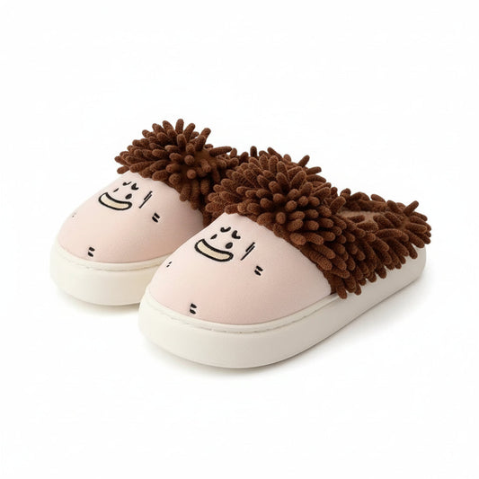 Quirky Mop Hair Doodle Slippers