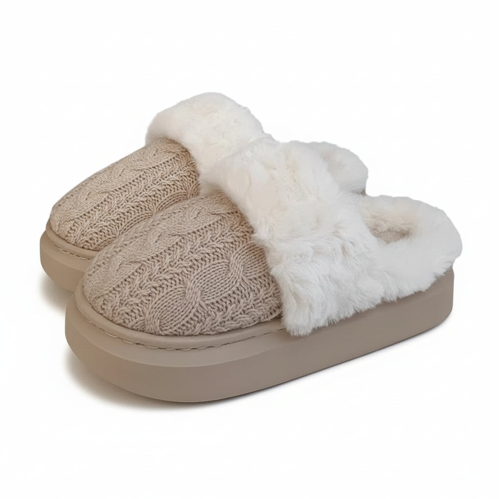 Cable Knit Plush Cuff slippers