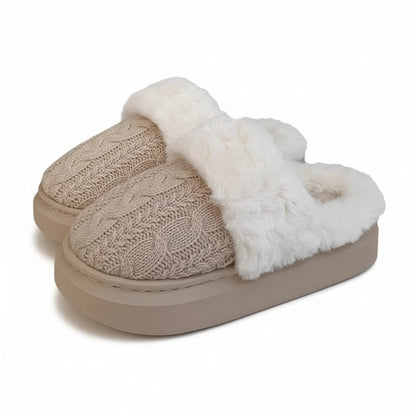 Cable Knit Plush Cuff slippers
