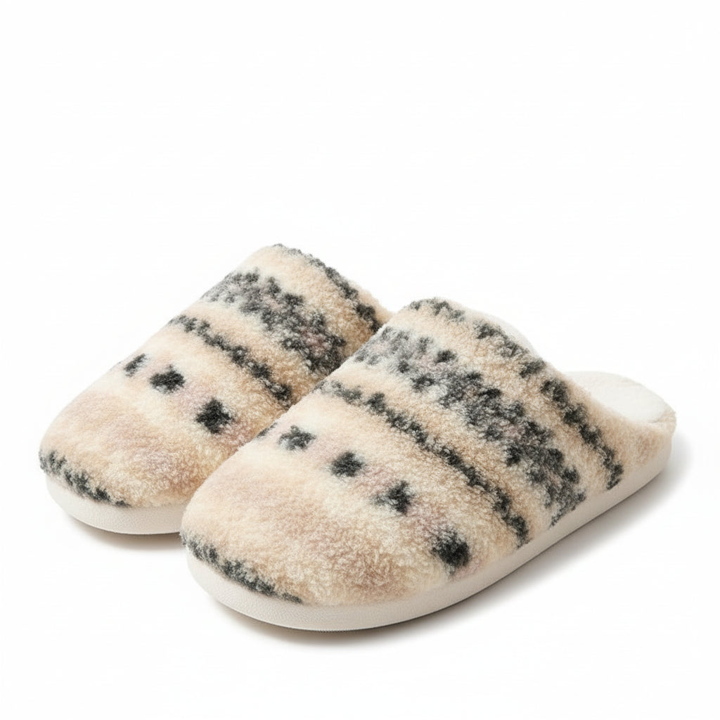 Cozy Pattern Plush Home Slippers