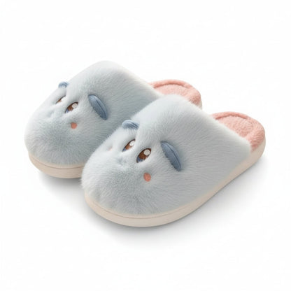 Playful Cartoon Face Plush Slippers