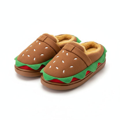 Fun Burger Bun Plush Slippers