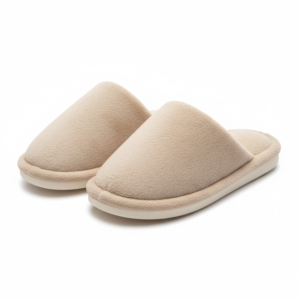 Minimal Dome-Toe Plush Slippers