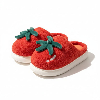 Fuzzy Tomato Fruit House Slippers