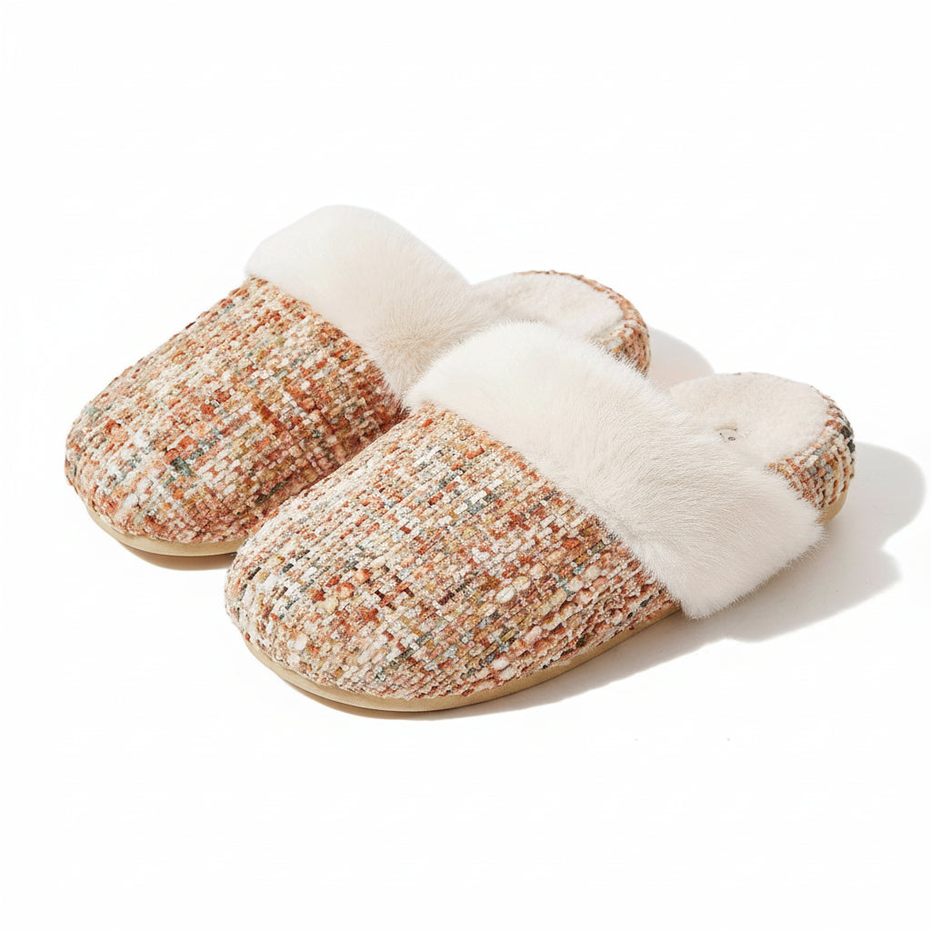 Boucle Trim Cozy Collar Slippers