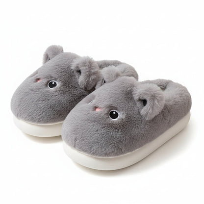 Whimsical Kitty Faux Fur Slippers