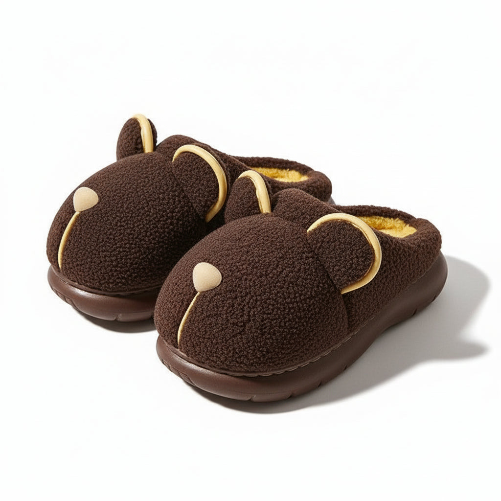 Fuzzy Teddy Ear Warm Slippers