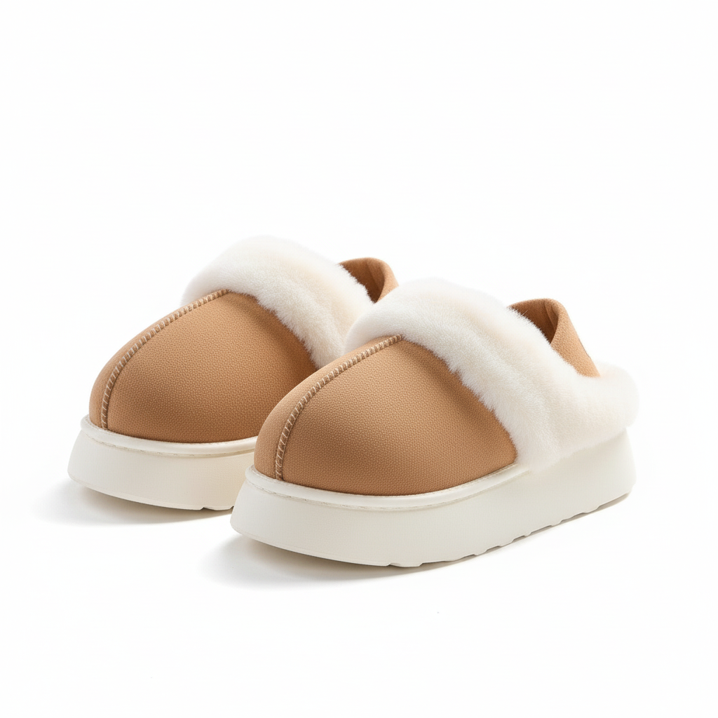 Plush Cuff Platform Slippers