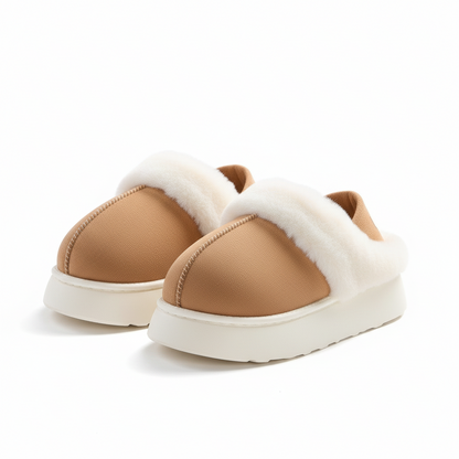 Plush Cuff Platform Slippers
