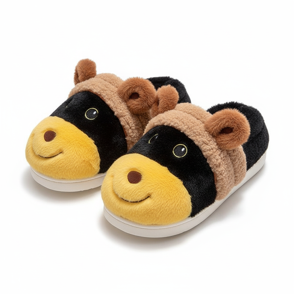 Whimsical Bee Puppy Plush Slippers