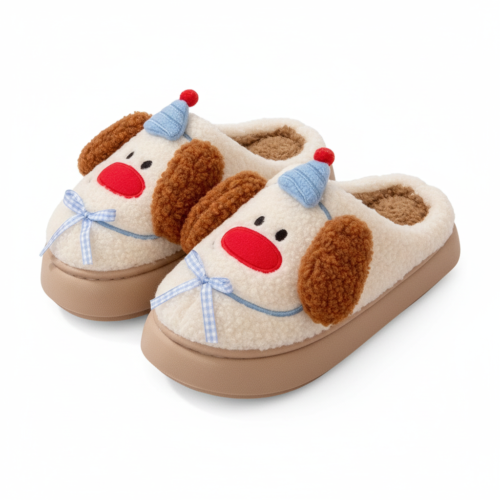 Playful Puppy Ears Fuzzy Slippers