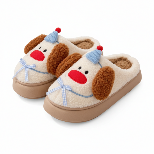 Playful Puppy Ears Fuzzy Slippers