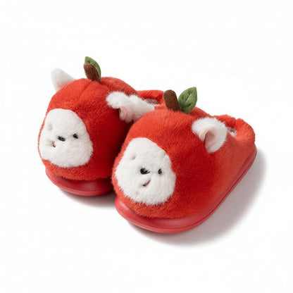 Cartoon Apple Puppy Plush Slippers