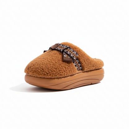 Chunky Platform Bow Teddy Slippers