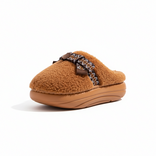 Chunky Platform Bow Teddy Slippers