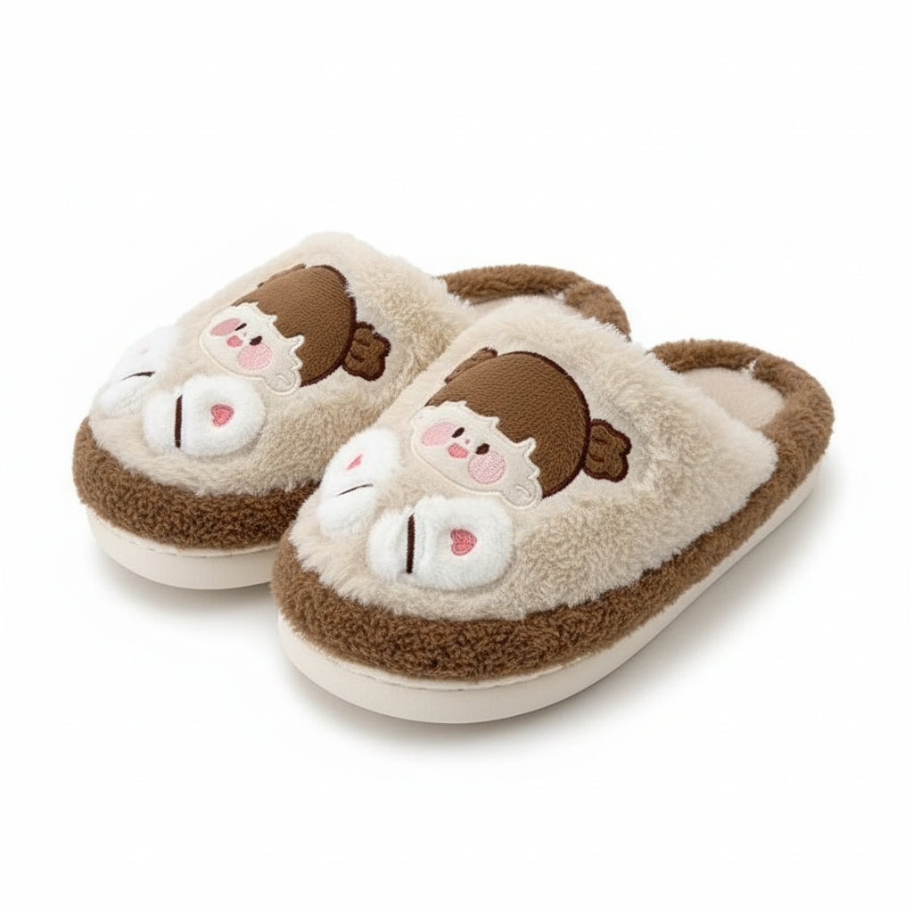 Cartoon Face Fuzzy Home Slippers