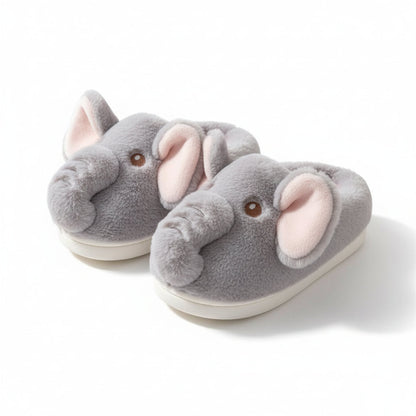 Whimsical 3D Elephant Plush Slippers
