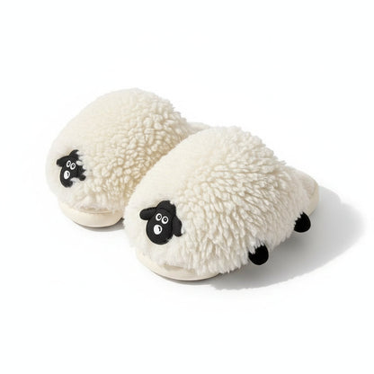 Playful Lamb Fleece Platform Slippers