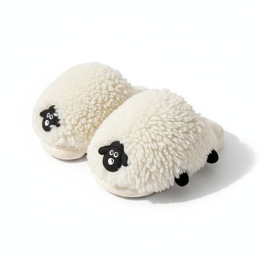 Playful Lamb Fleece Platform Slippers