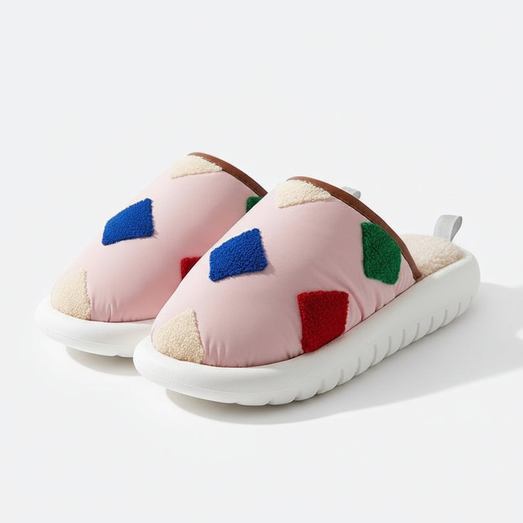 Puffy Geo Patch Indoor Slippers