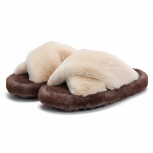 Crisscross Cloud Plush Platform Slippers