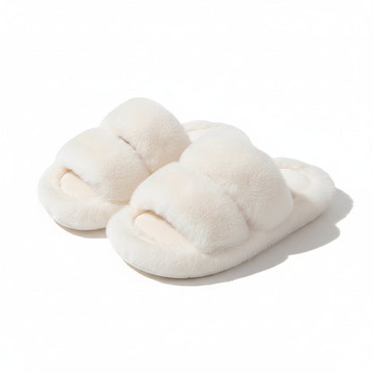 Double Puff Two-Strap Slippers