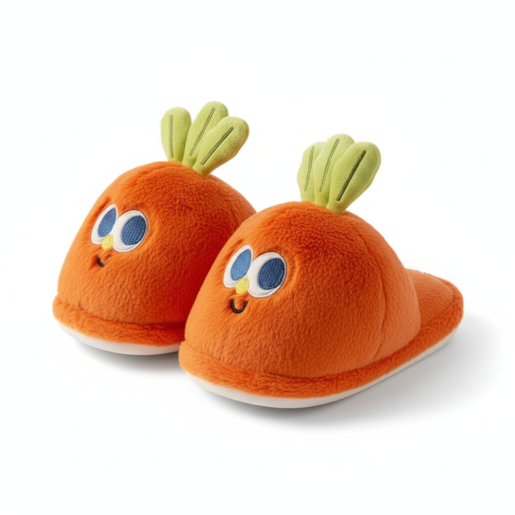 Goofy Carrot Face Plush Slippers