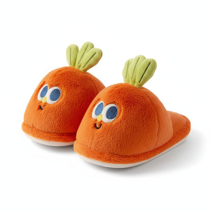 Goofy Carrot Face Plush Slippers
