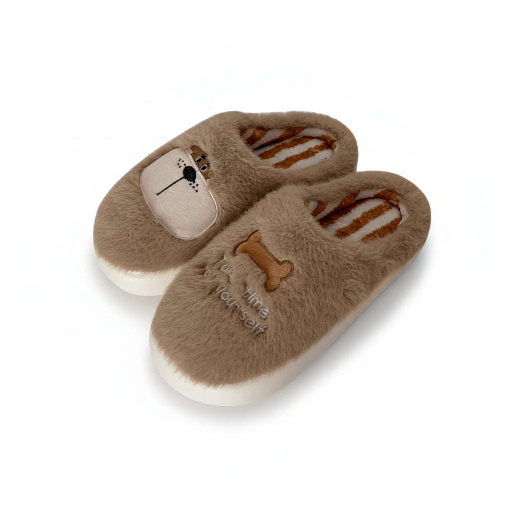 Animal Patch Fuzzy Home Slippers