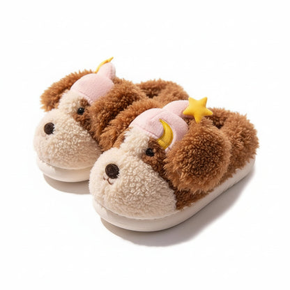 Whimsical Puppy Star Plush Slippers