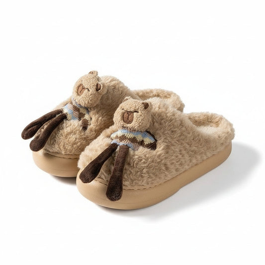 Fuzzy Capybara Doll Plush Slippers