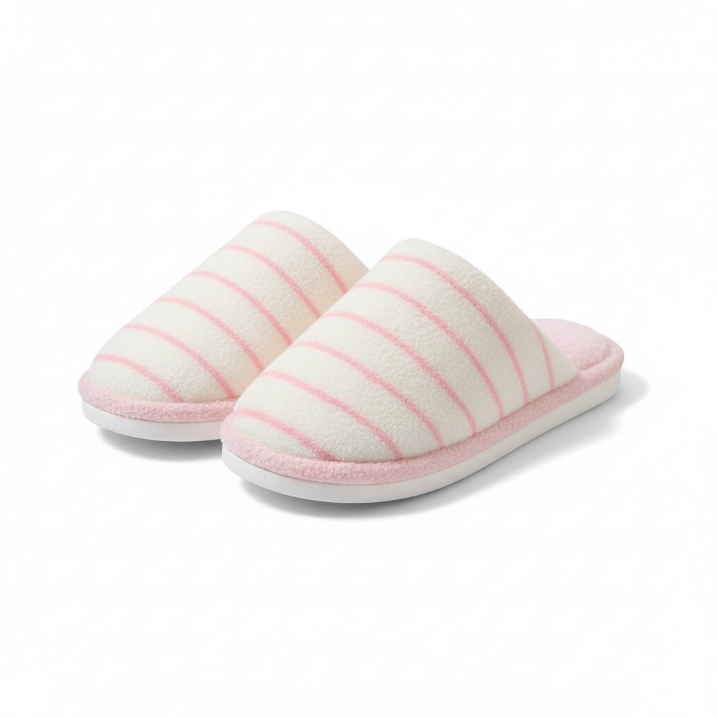 Soft Striped Plush Bedroom Slippers