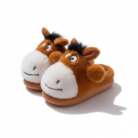 Whimsical Donkey Character Plush Slippers