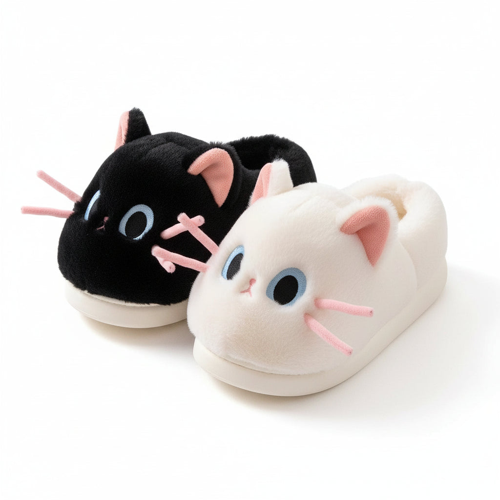Whiskered Cat Plush slippers