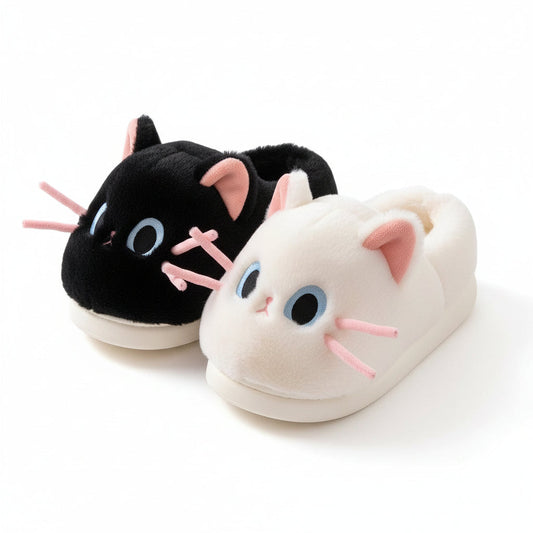 Whiskered Cat Plush slippers