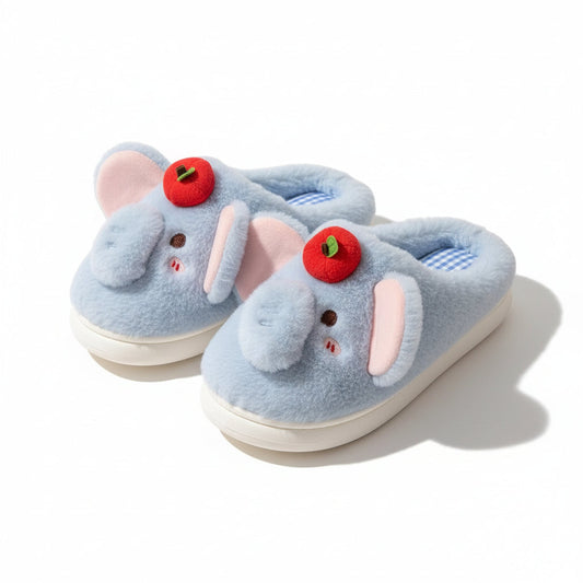 Apple-Topped Elephant Plush Slippers