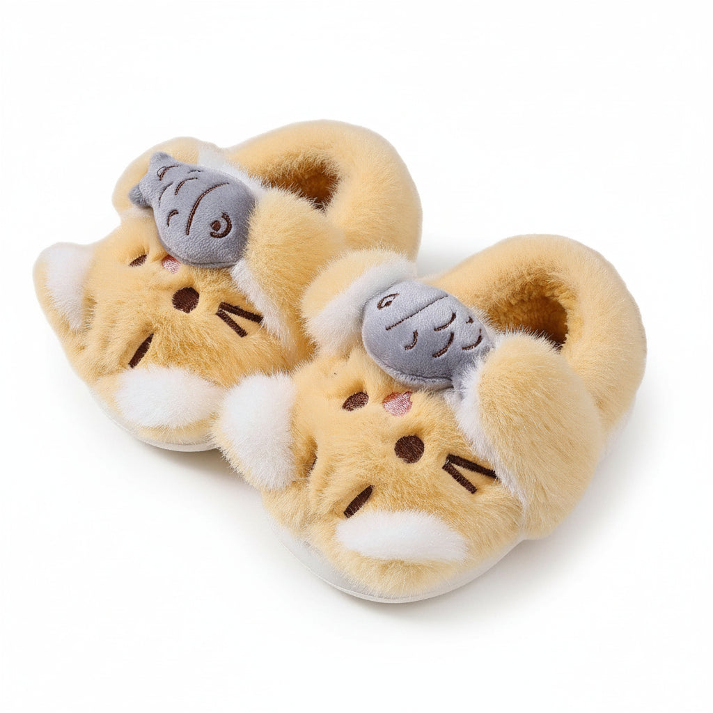 Playful 3D Animal Plush Slippers