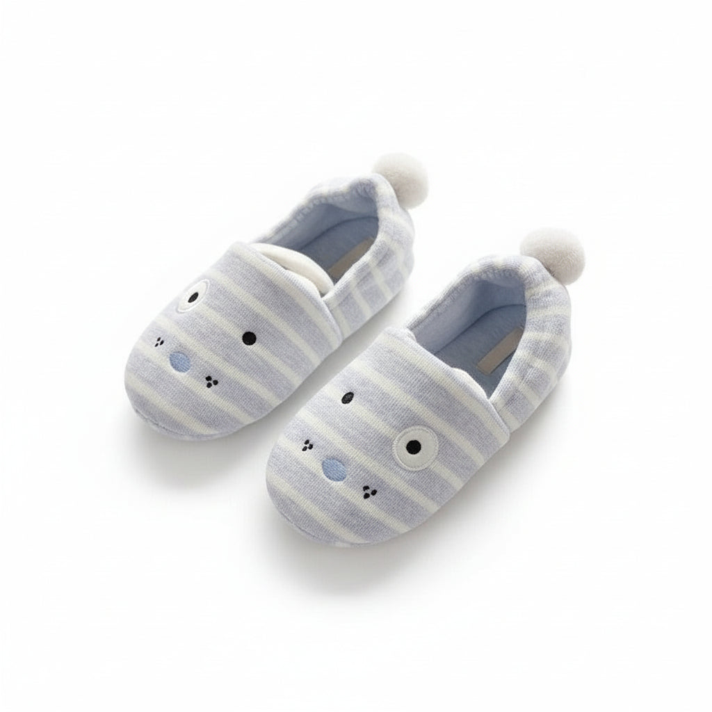 Striped Puppy Ears Cozy Slippers