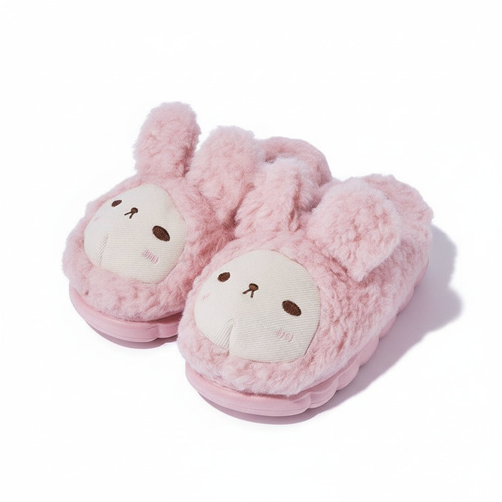 Cozy Bunny Ear Fuzzy Slippers