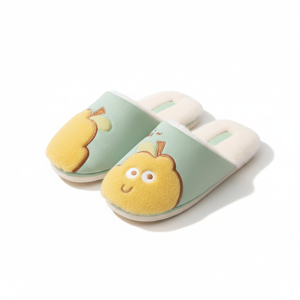 Whimsical Fruit Character Plush Slippers