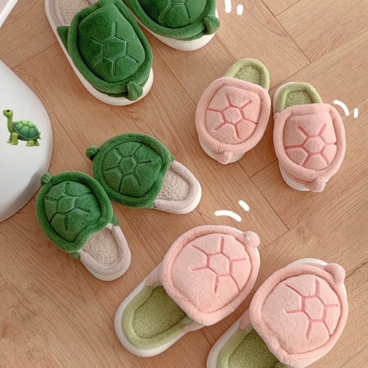 Turtle Shell Plush House Slippers