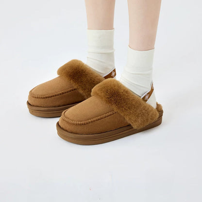 Plush Suede Slingback Platform Slippers