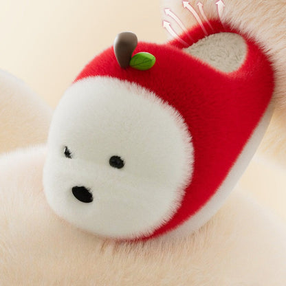 Playful Apple Dog Winter Slippers