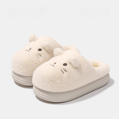 Fuzzy Whiskered Animal Face Slippers