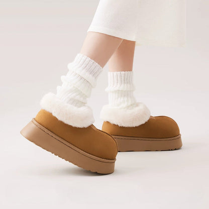 Chunky Burger Plush Platform Slippers