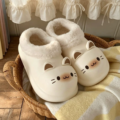 Cat Ear Waterproof Plush Slippers