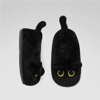 Plush Cat Tail House Slippers