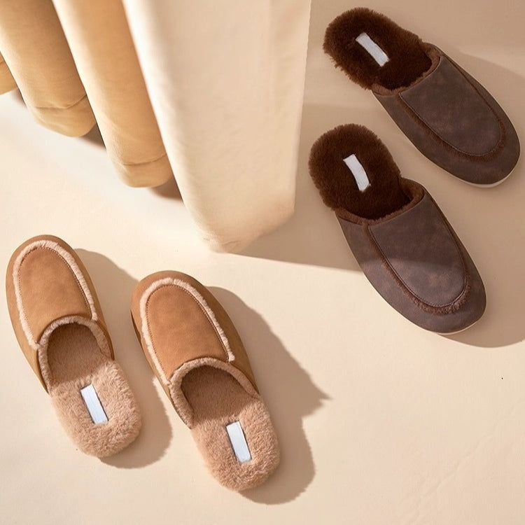 Cozy Nordic Suede Scuff Slippers