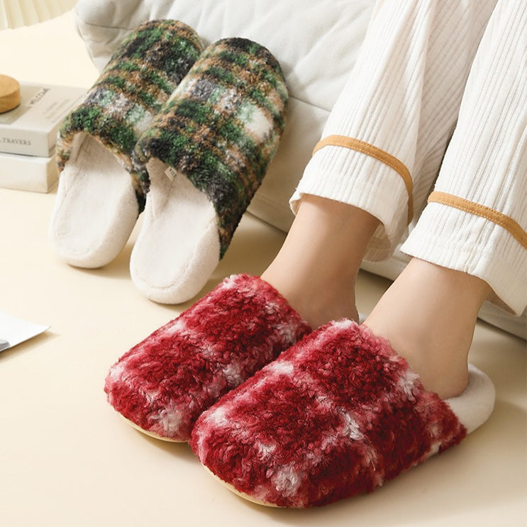 Chunky Check Sherpa Slippers